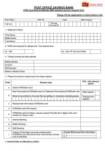 Post Office Savings Bank : Application form for ATM Card / Internet ...