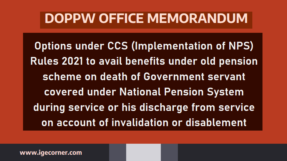 Options Under CCS (Implementation Of NPS) Rules 2021 To Avail Benefits ...